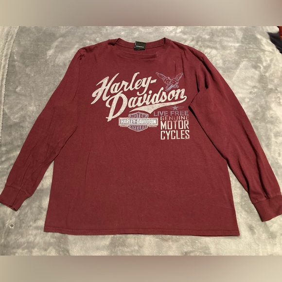 Harley Davidson Long Sleeve T-Shirt Live Free Genuine Motorcycle T-Shirt - Picture 1 of 4